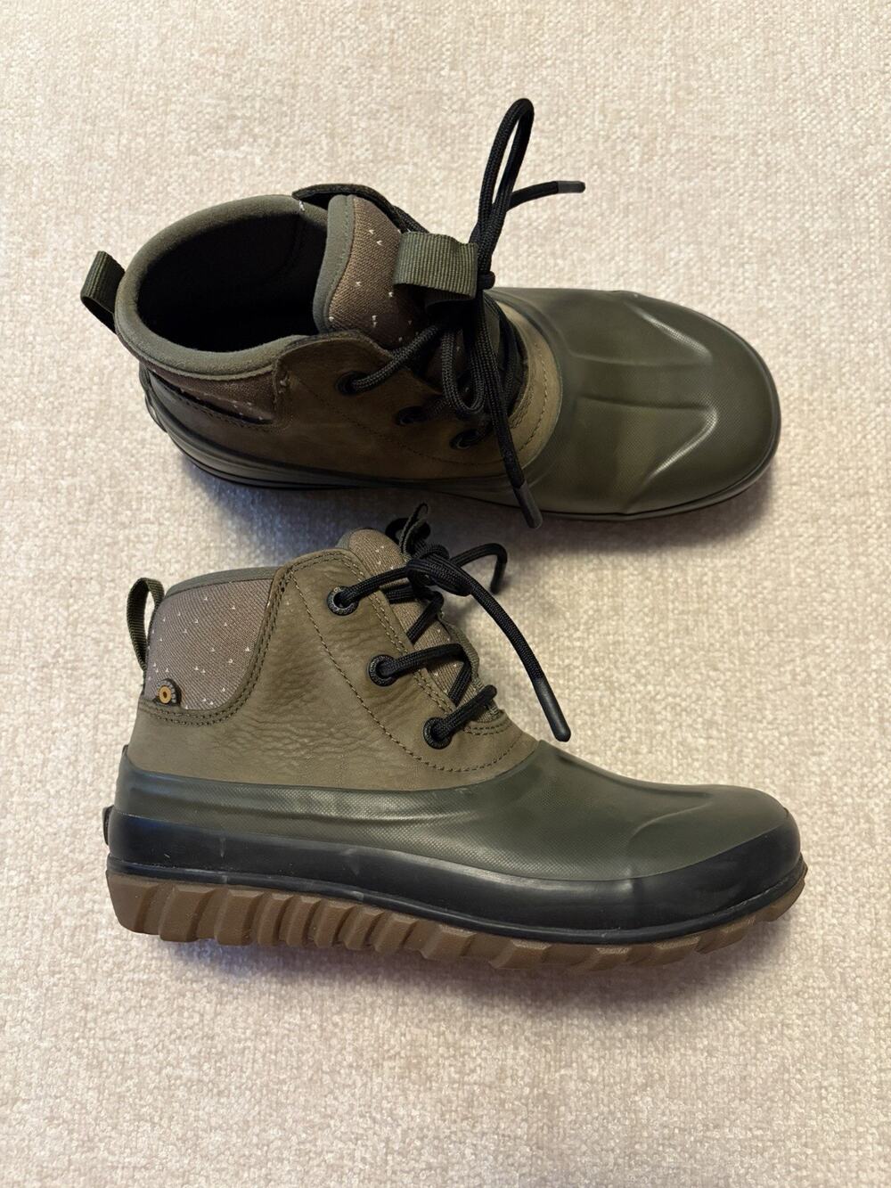 Bogs Classic Casual Lace Leather Women's Boots Olive Green Size 7 Neo Tech